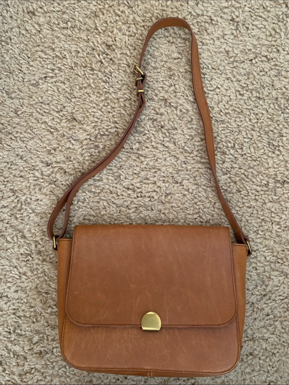 Madewell the Abroad Leather Shoulder Bag Tan